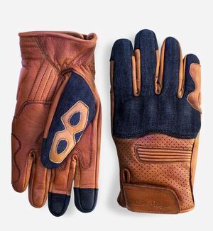 New. Indie Ridge denim on camel leather. XL Retails $84